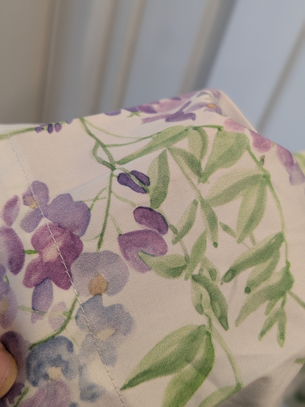 Hill House White Floral Smocked Ruffle Mini Dress in Lavender and Green - Picture 6 of 9